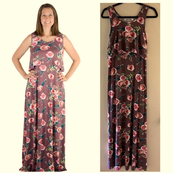 Latched Mama Dresses & Skirts - Latched Mama Boysenberry Maxi Nursing Dress